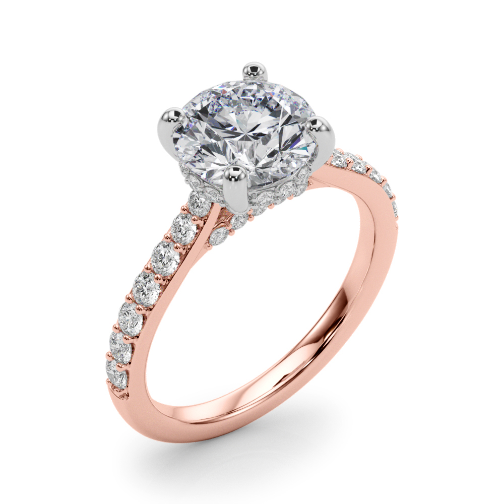 The Theodora Hidden Halo Engagement Ring, angled view