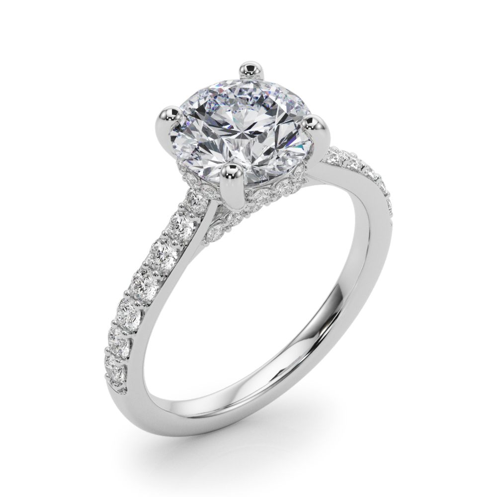 The Theodora Hidden Halo Engagement Ring, angled view