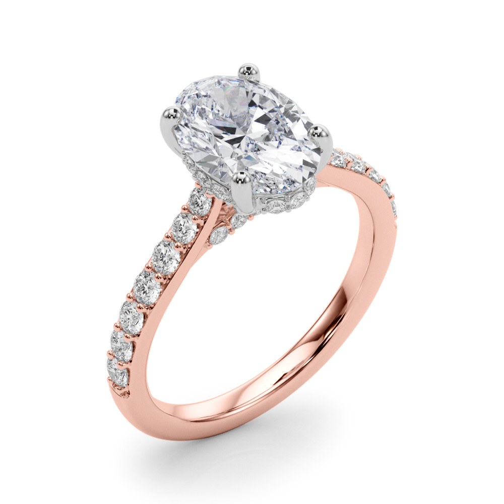 The Faye Hidden Halo Engagement Ring, angled view