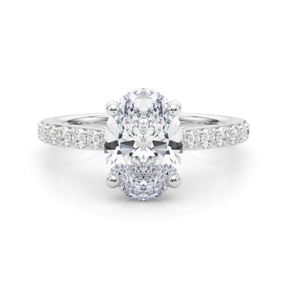 The Faye Hidden Halo Engagement Ring, set view
