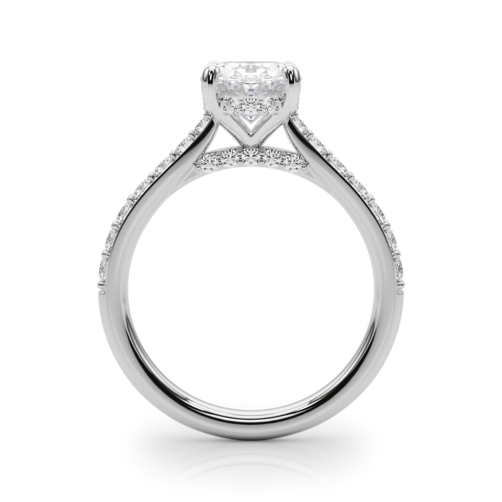 The Faye Hidden Halo Engagement Ring, side view