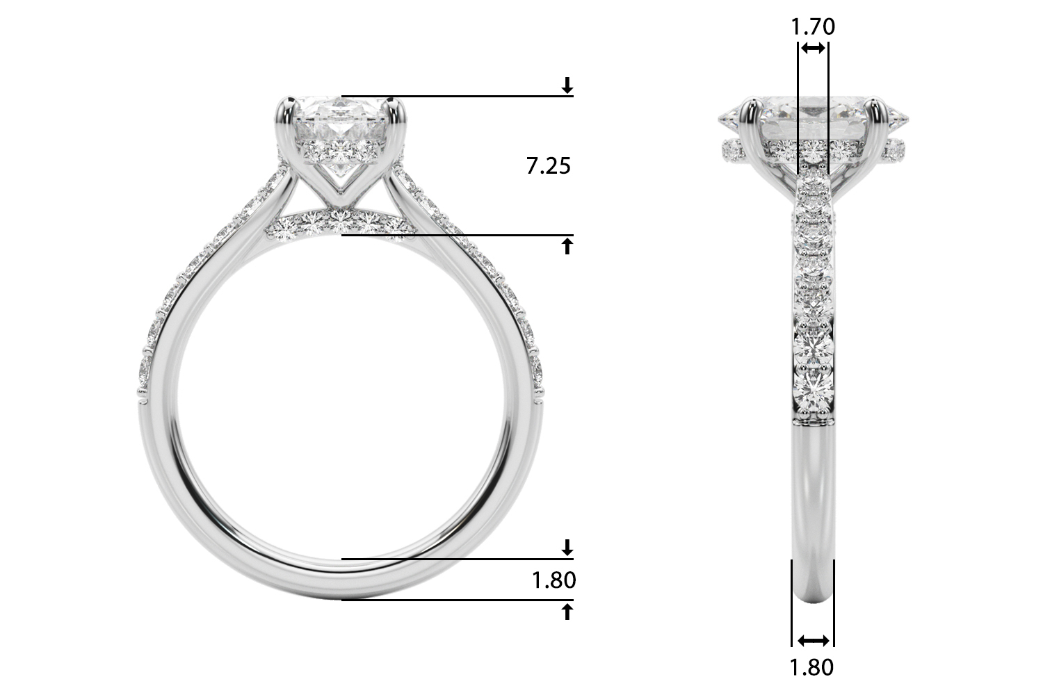 The Faye Hidden Halo Engagement Ring, upright view