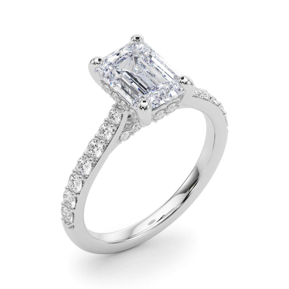 The Odette Hidden Halo Engagement Ring, angled view