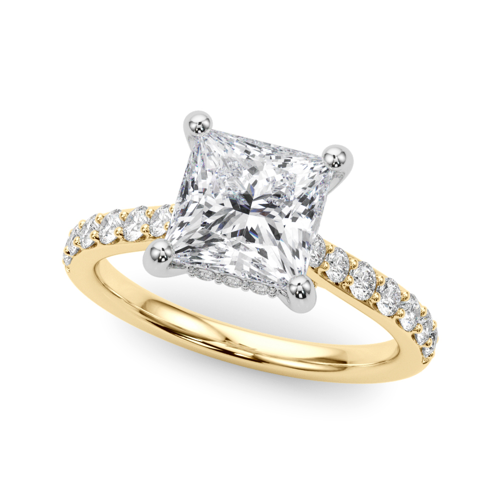 The Aurora Hidden Halo Engagement Ring, front view