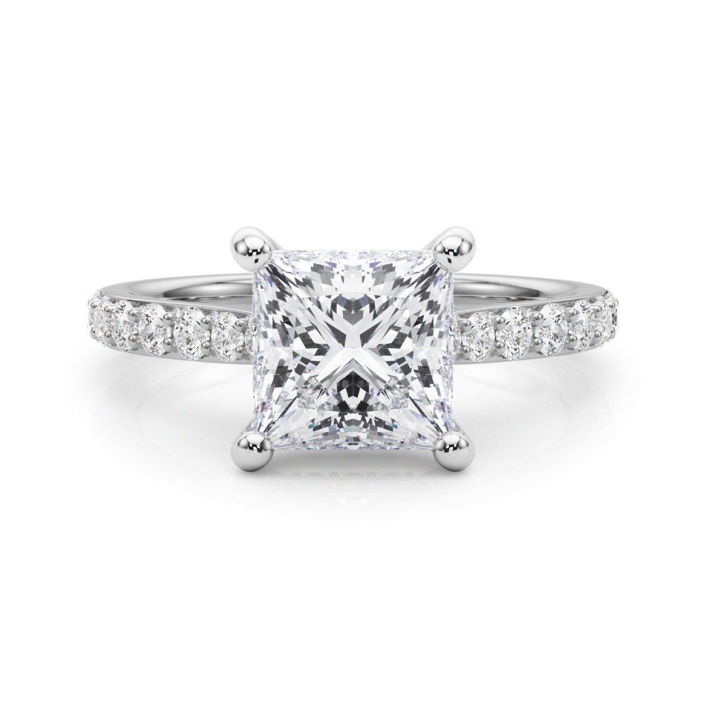 The Aurora Hidden Halo Engagement Ring, set view