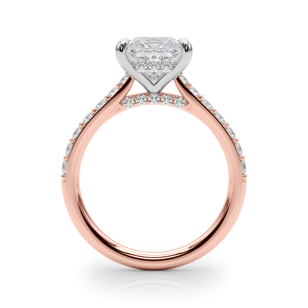 The Aurora Hidden Halo Engagement Ring, side view