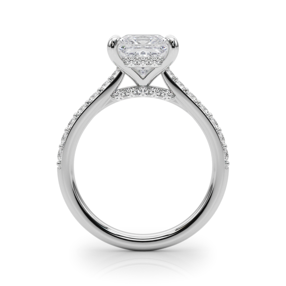 The Aurora Hidden Halo Engagement Ring, side view