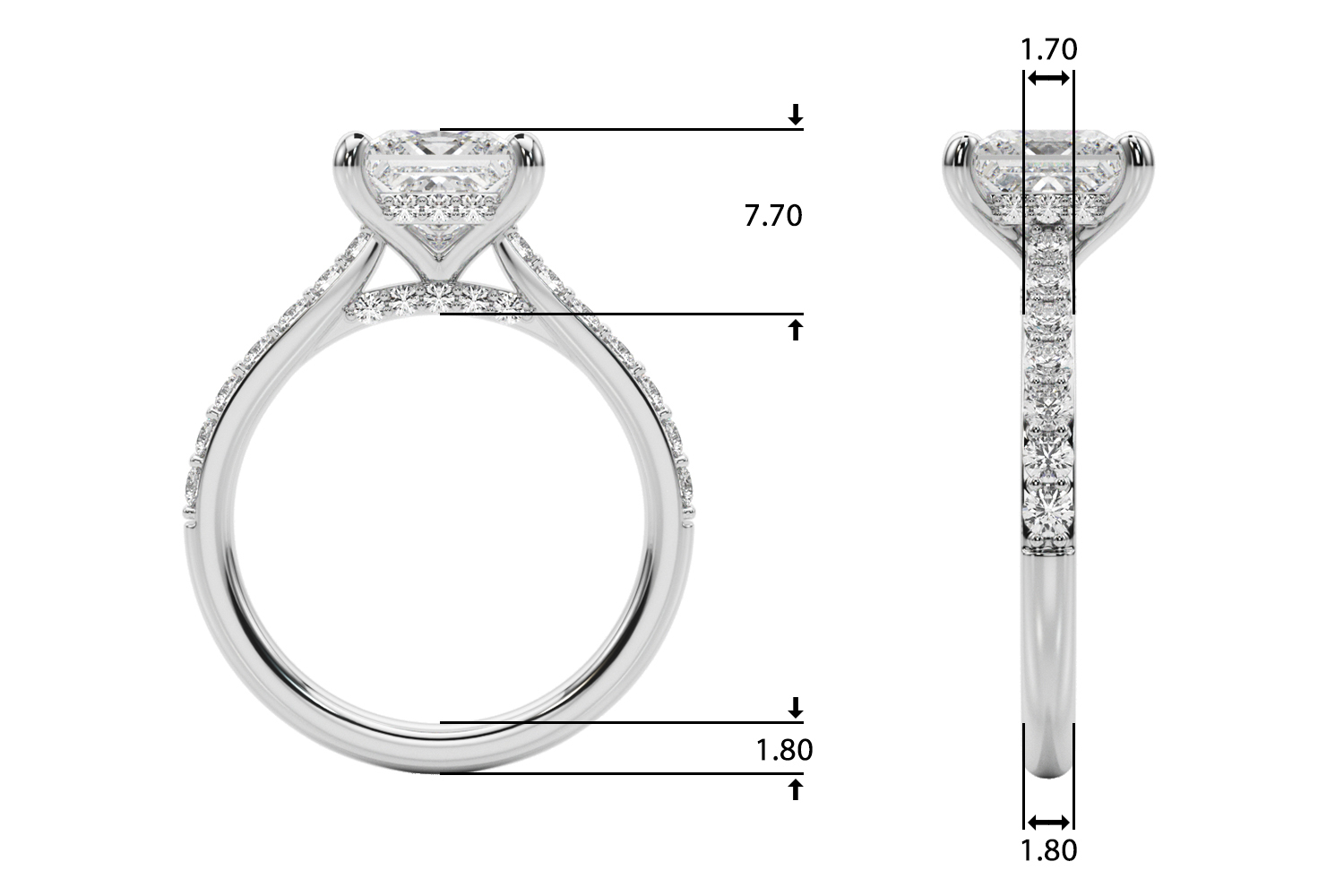 The Aurora Hidden Halo Engagement Ring, upright view