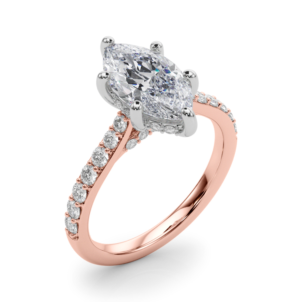 The Wren Hidden Halo Engagement Ring, angled view