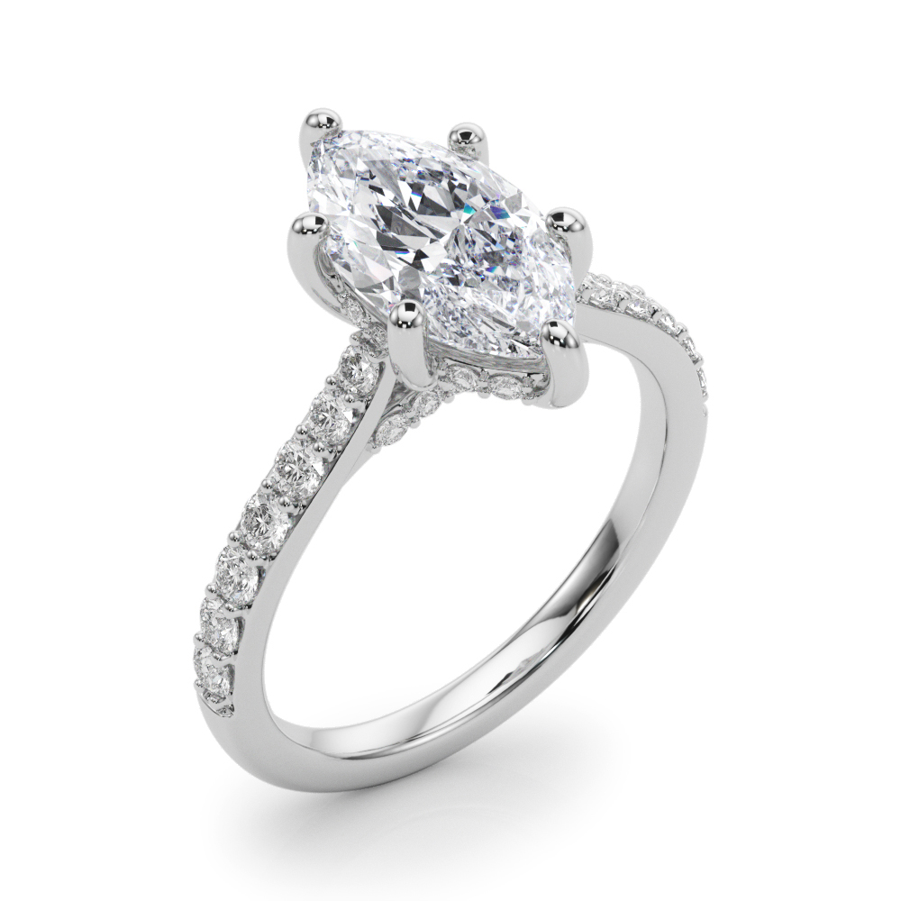 The Wren Hidden Halo Engagement Ring, angled view