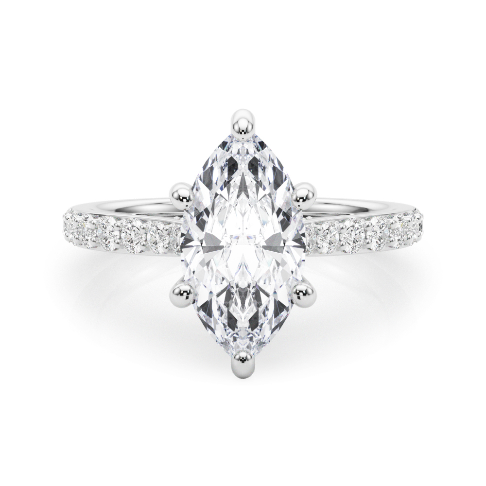 The Wren Hidden Halo Engagement Ring, set view