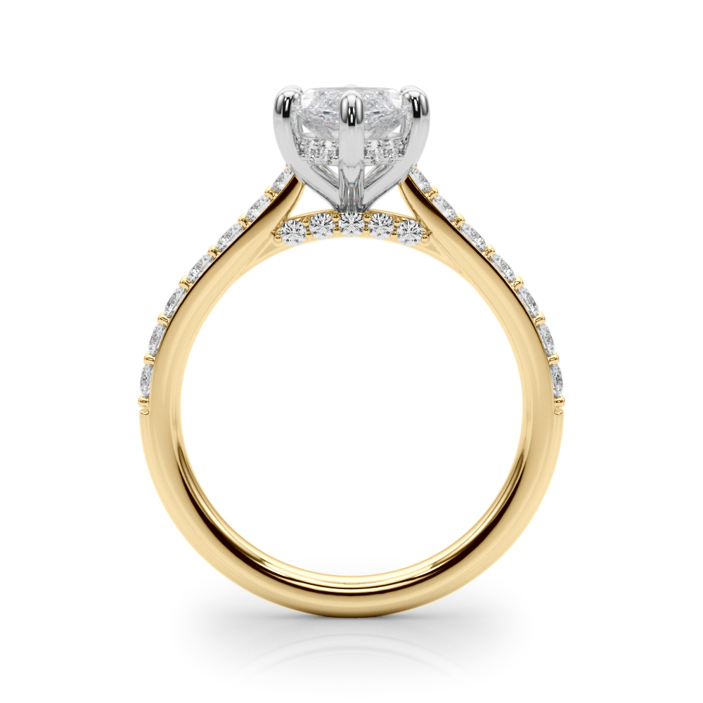 The Wren Hidden Halo Engagement Ring, side view