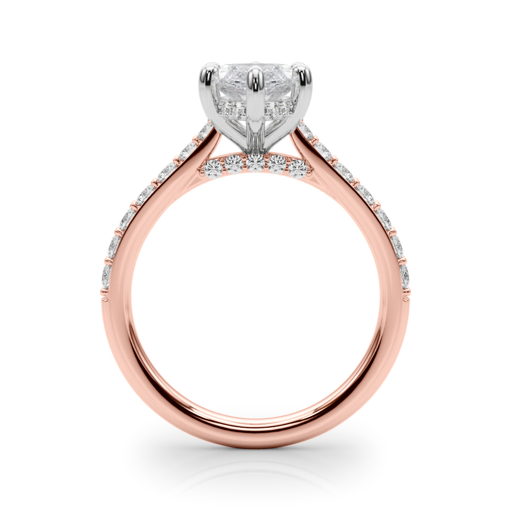 The Wren Hidden Halo Engagement Ring, side view