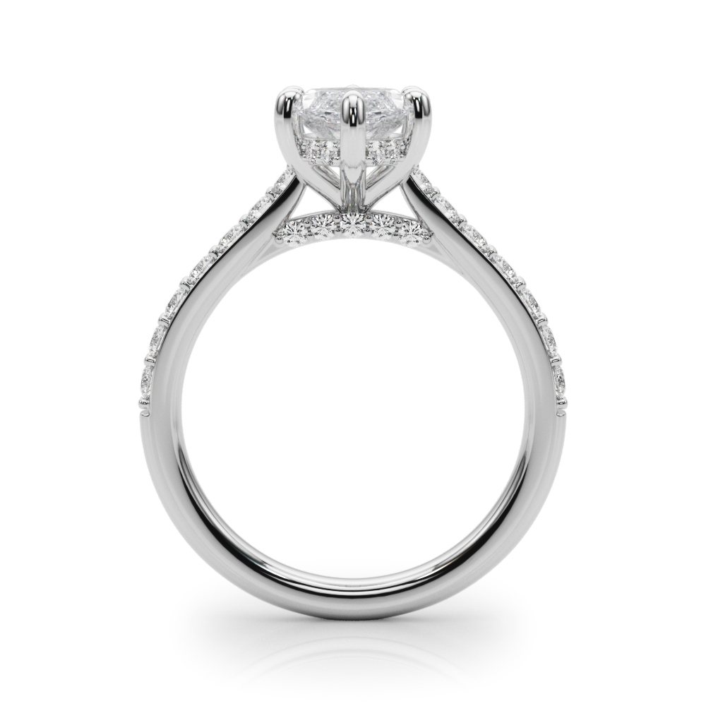 The Wren Hidden Halo Engagement Ring, side view