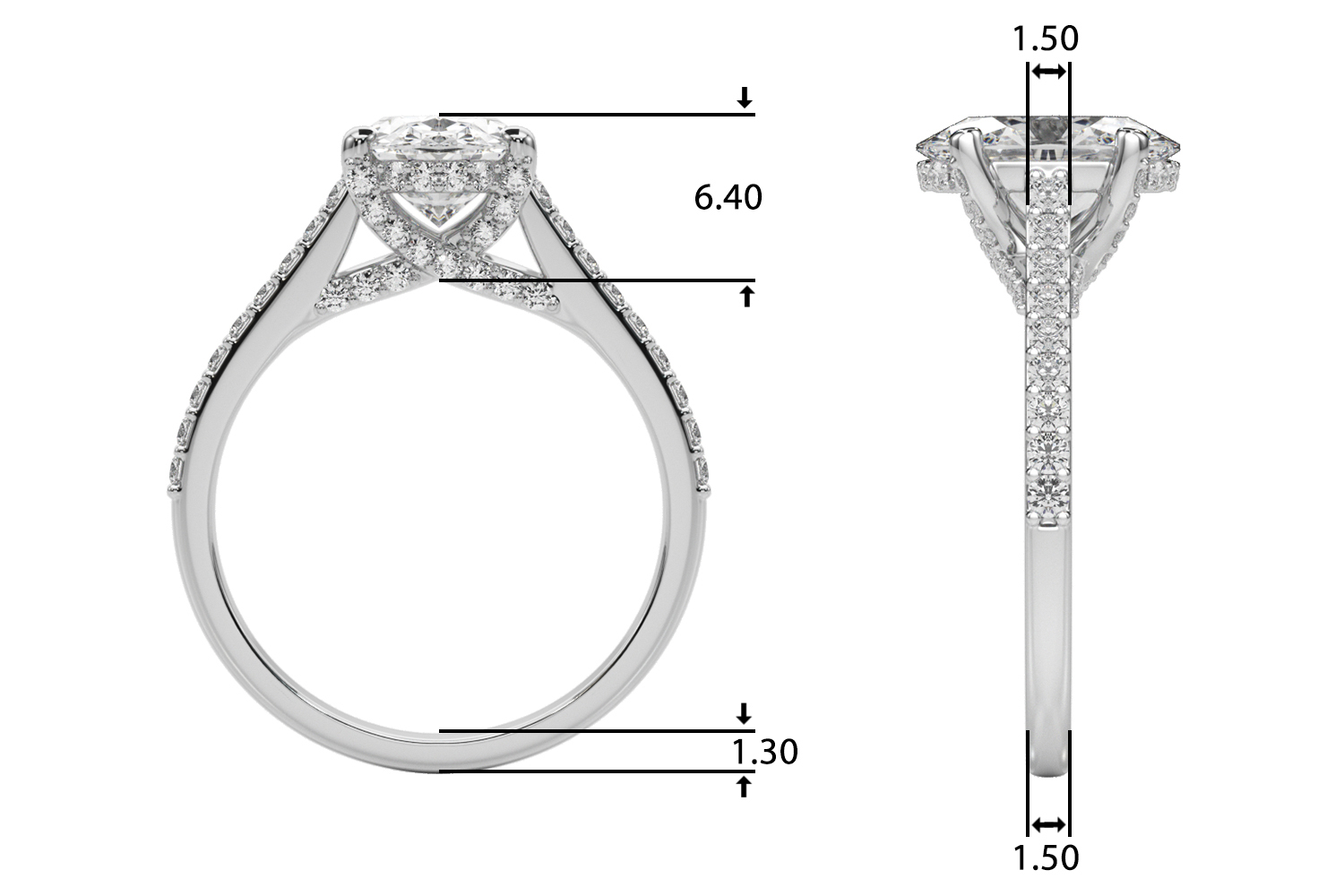 The Vienna Hidden Halo Engagement Ring, upright view