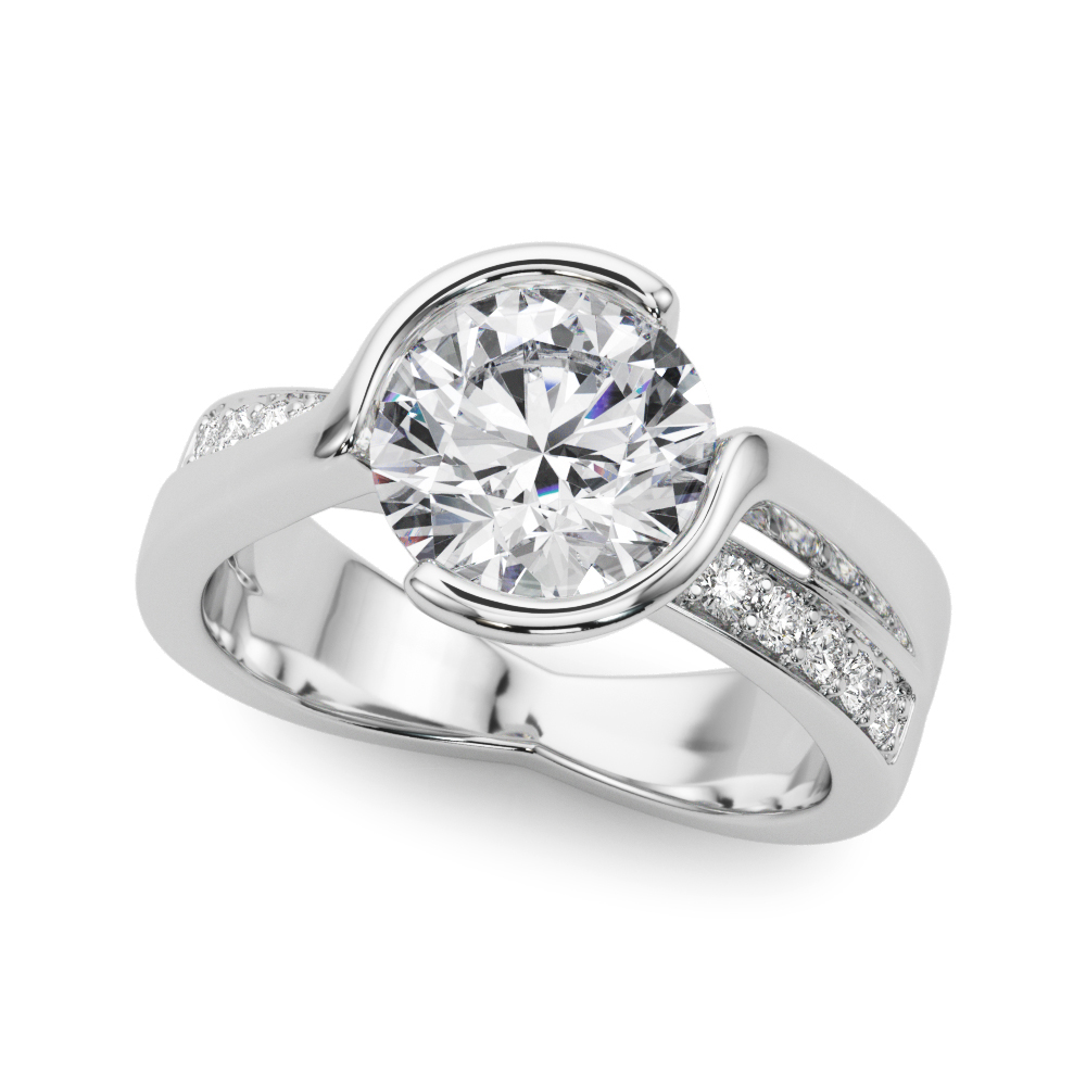 Accented Round Bypass Engagement Ring