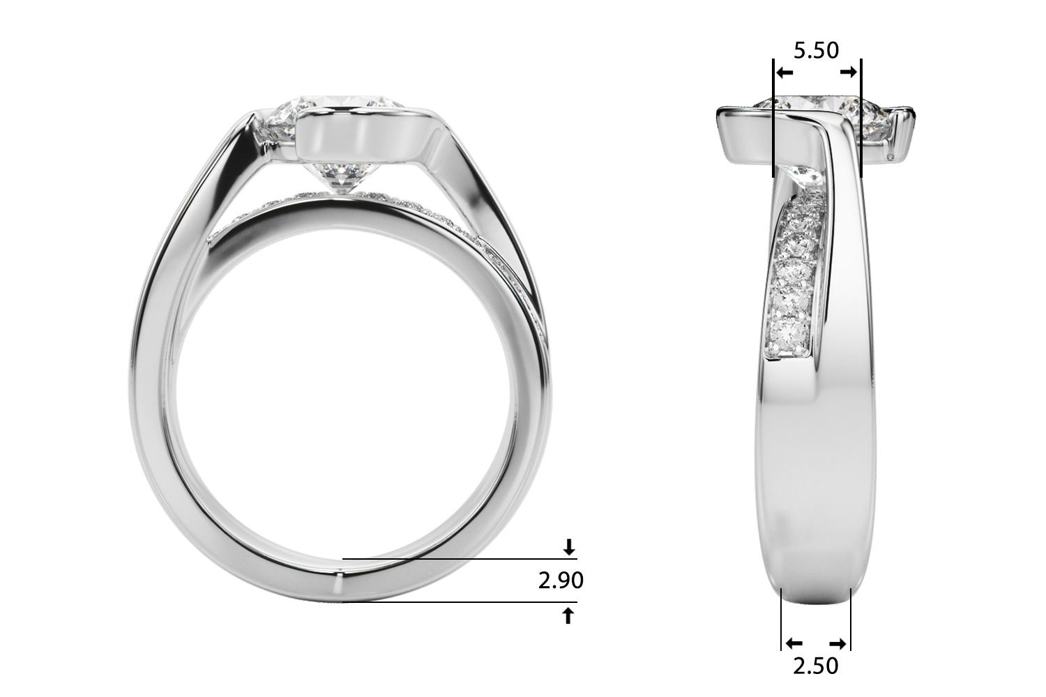 The Regina Bypass Engagement Ring, upright view