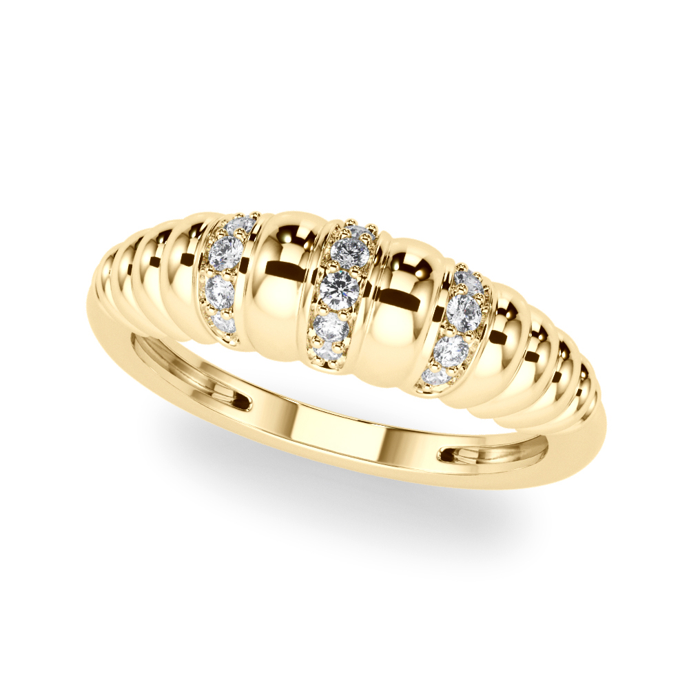 Accented Grooved Dome Fashion Ring