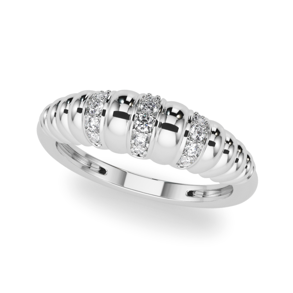 Accented Grooved Dome Fashion Ring