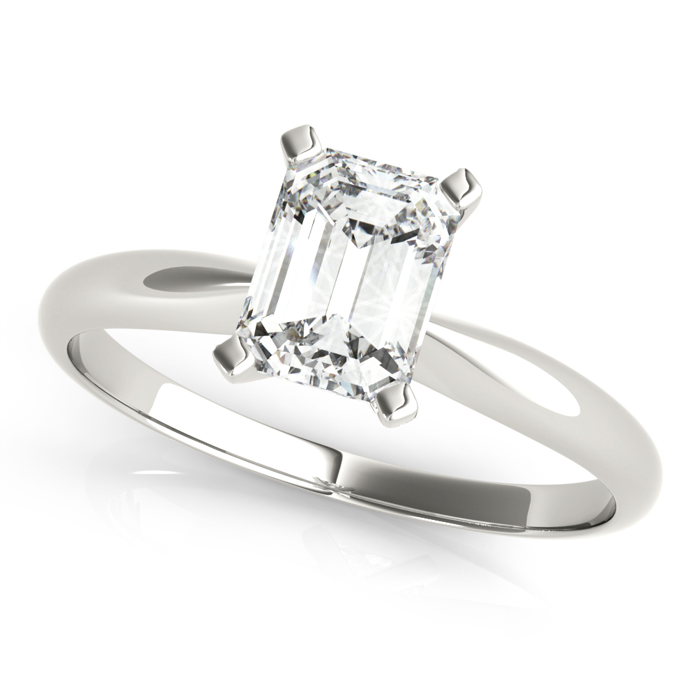 Solitaire Emerald Cut Engagement Ring
