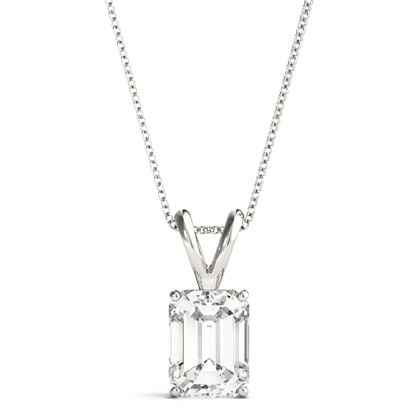Classic Solitaire Emerald Prong Set Pendant