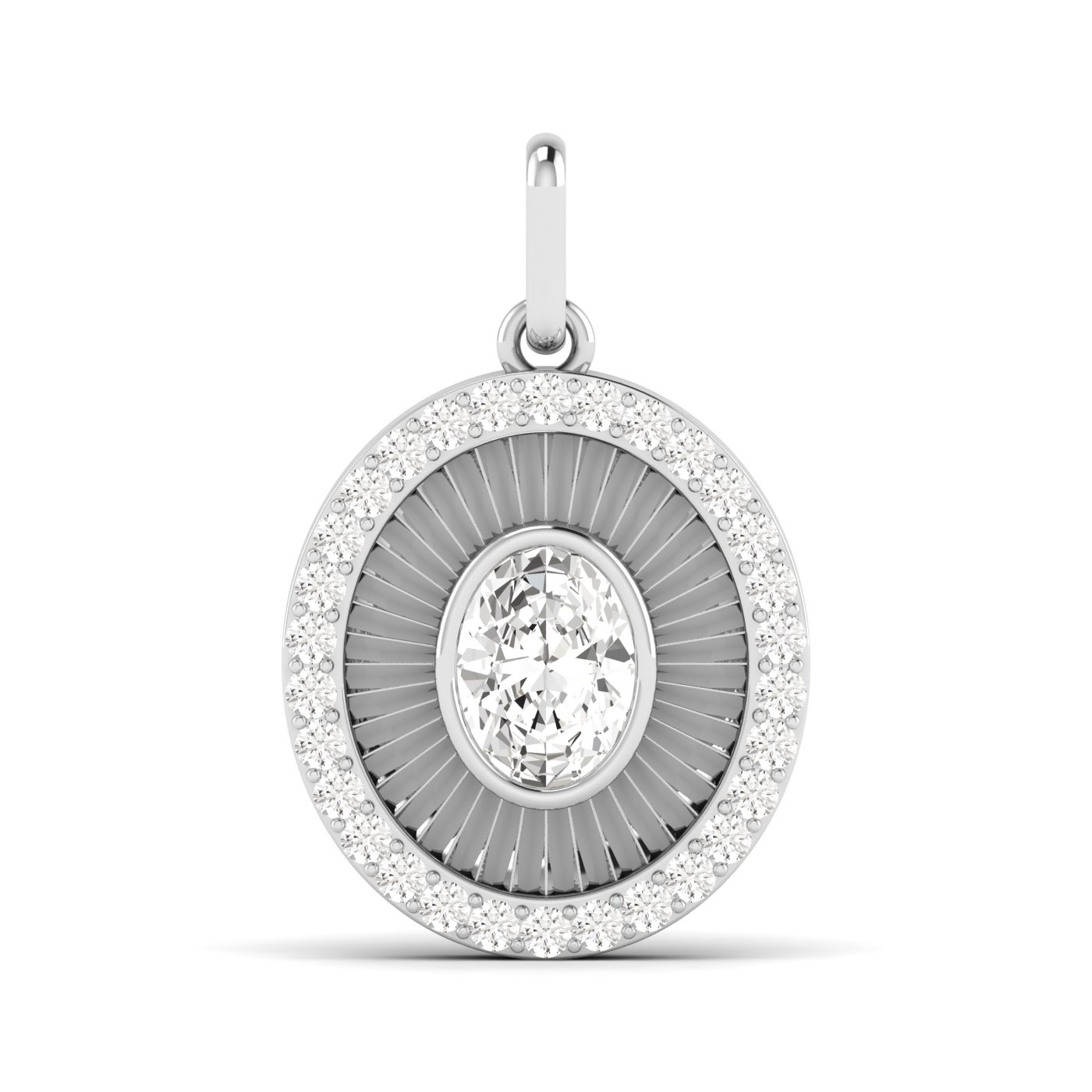 LGD Fluted Oval Halo Pendant