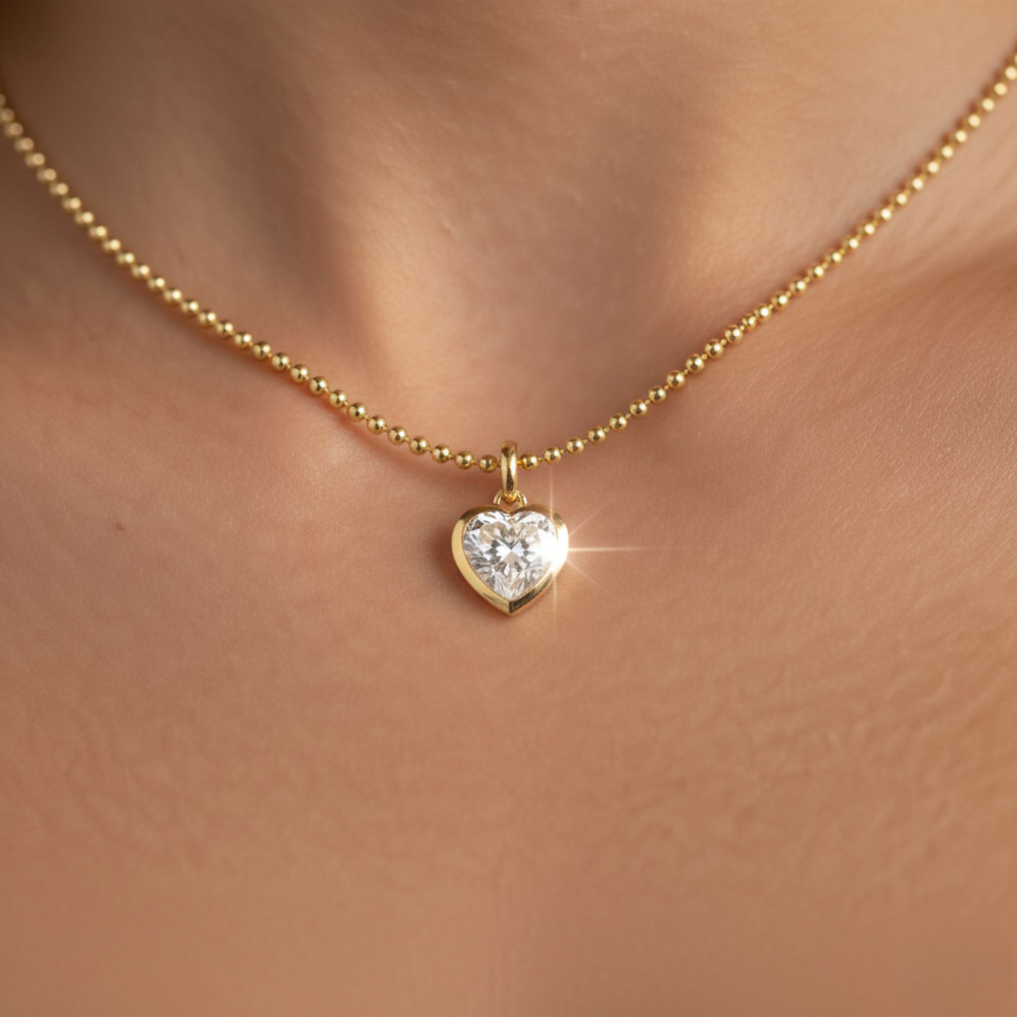 LGD Bezel Set Heart Pendant w/ Chain