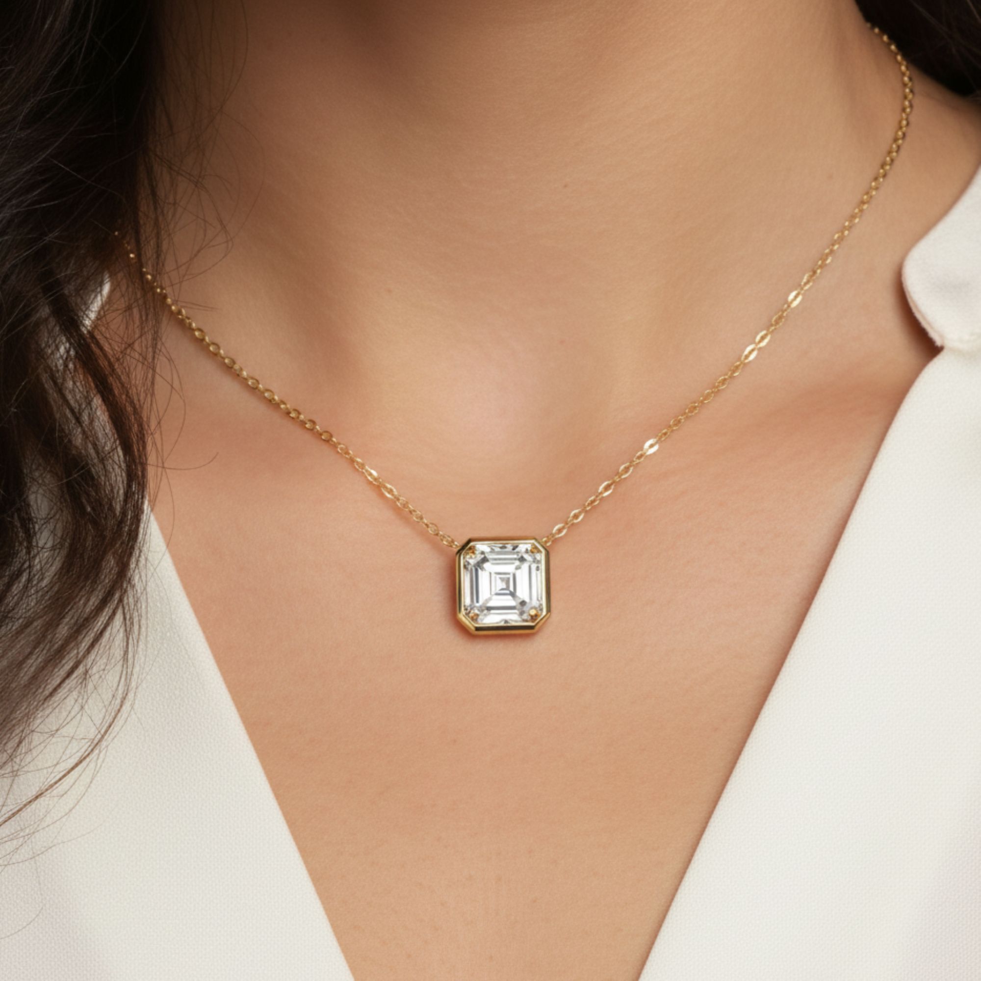 LGD Asscher Cut Pendant w/ Chain