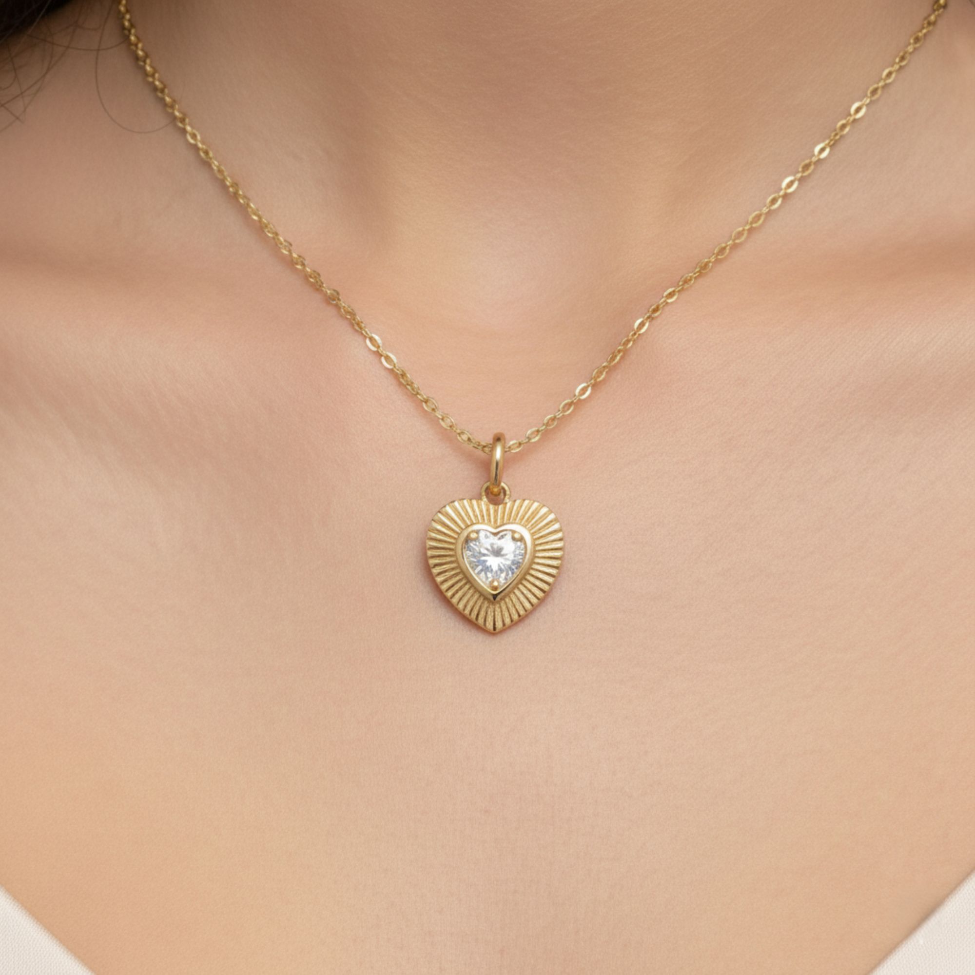 LGD Fluted Heart Pendant