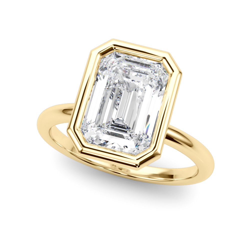 Solitaire Bezel Set Emerald Cut Engagement Ring