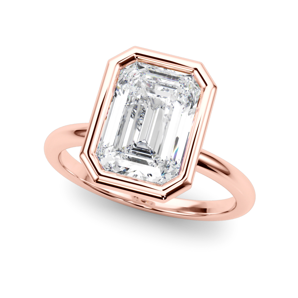 Solitaire Bezel Set Emerald Cut Engagement Ring