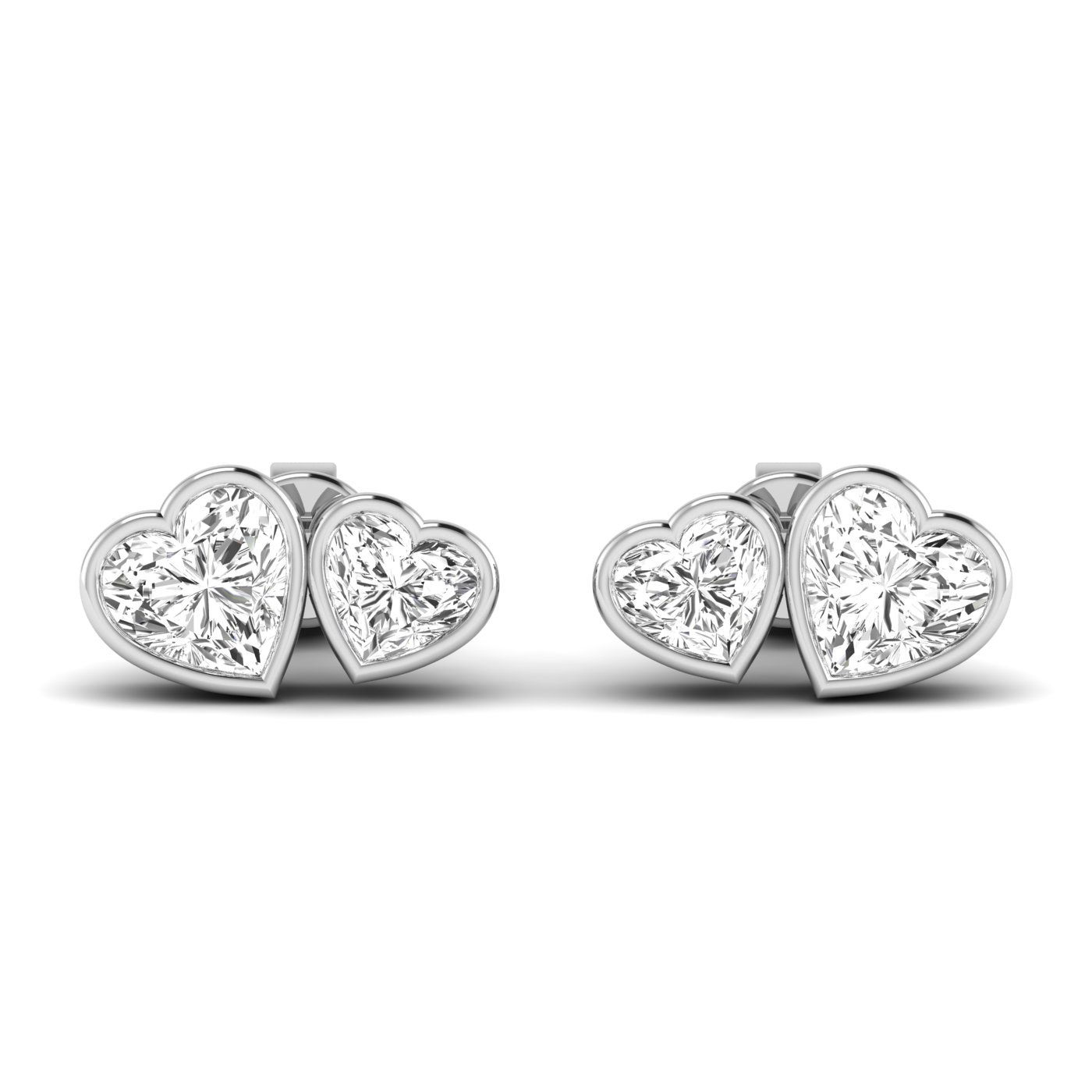 Lab Diamond Heart Toi-Et-Moi Bezel Studs 3 Ctw.