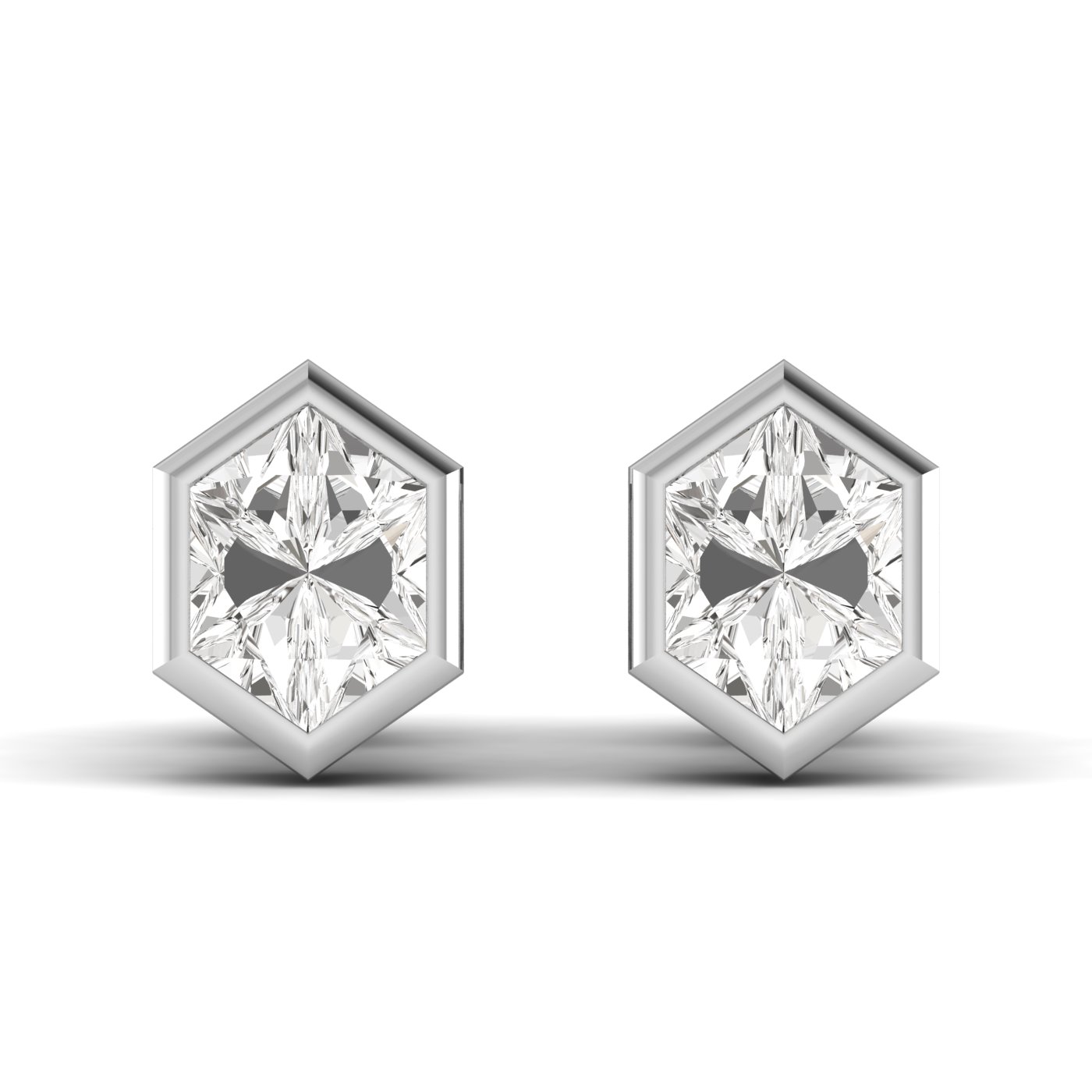 Lab Diamond Long Hexagon Stud Earrings 4 Ctw.