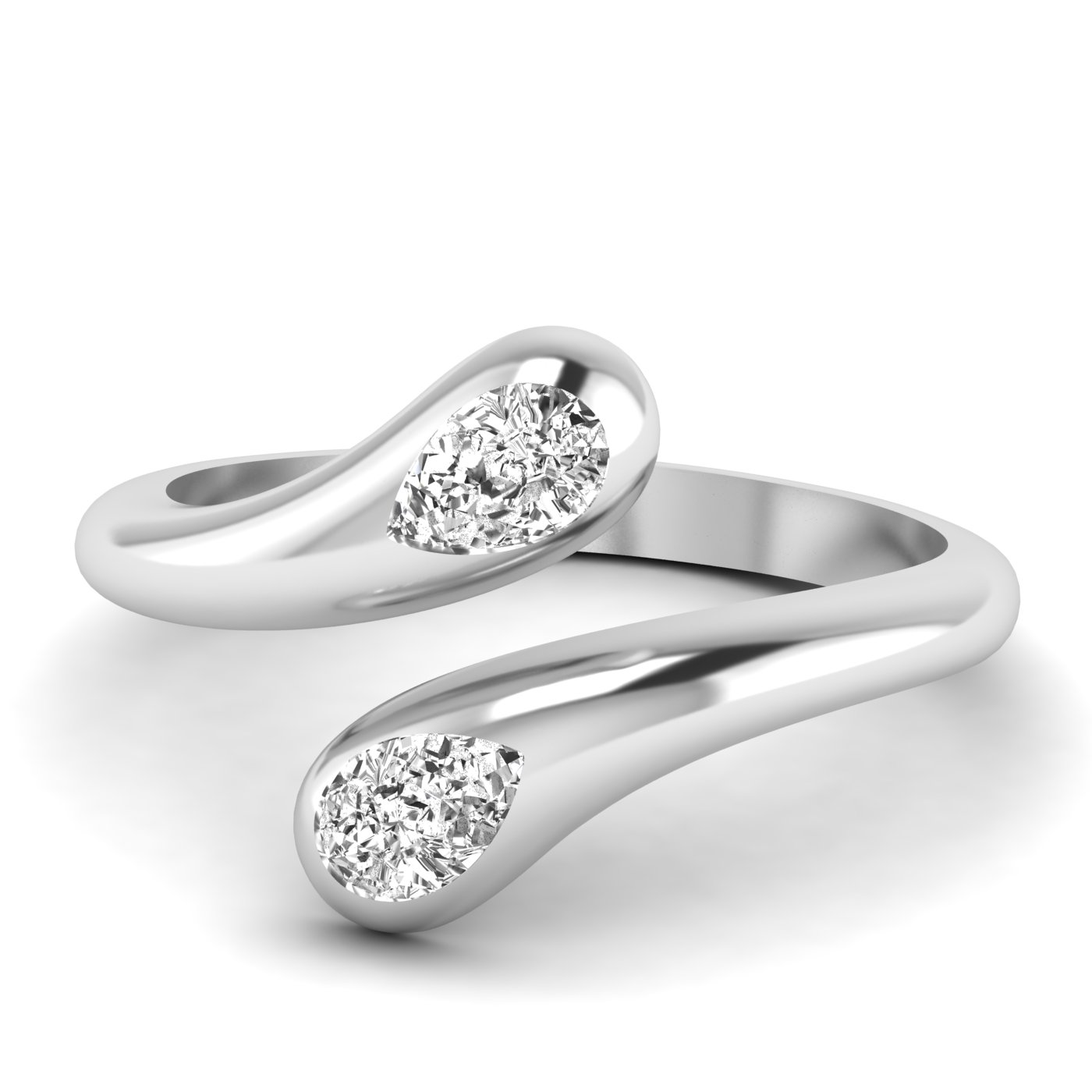 Lab Diamond Pear Bypass Ring 1/2 Ctw.