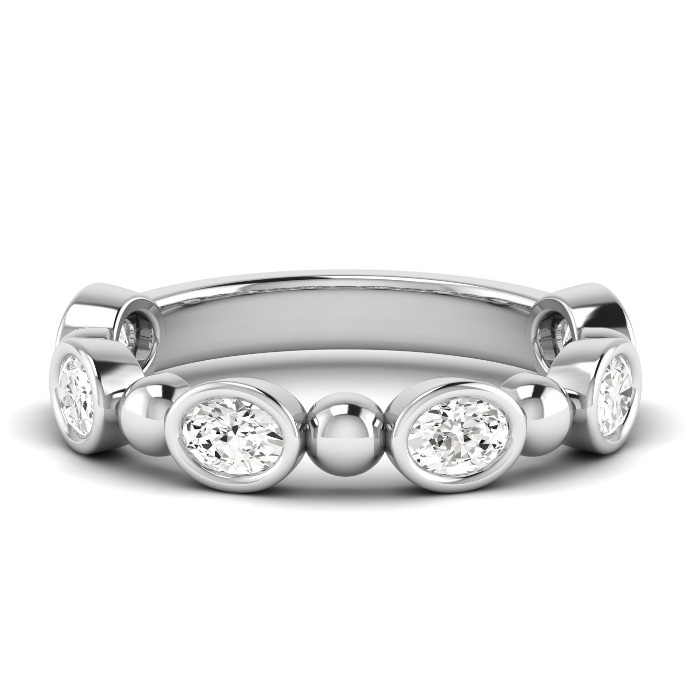Lab Diamond Alternating Bead & Oval Band 1 Ctw.