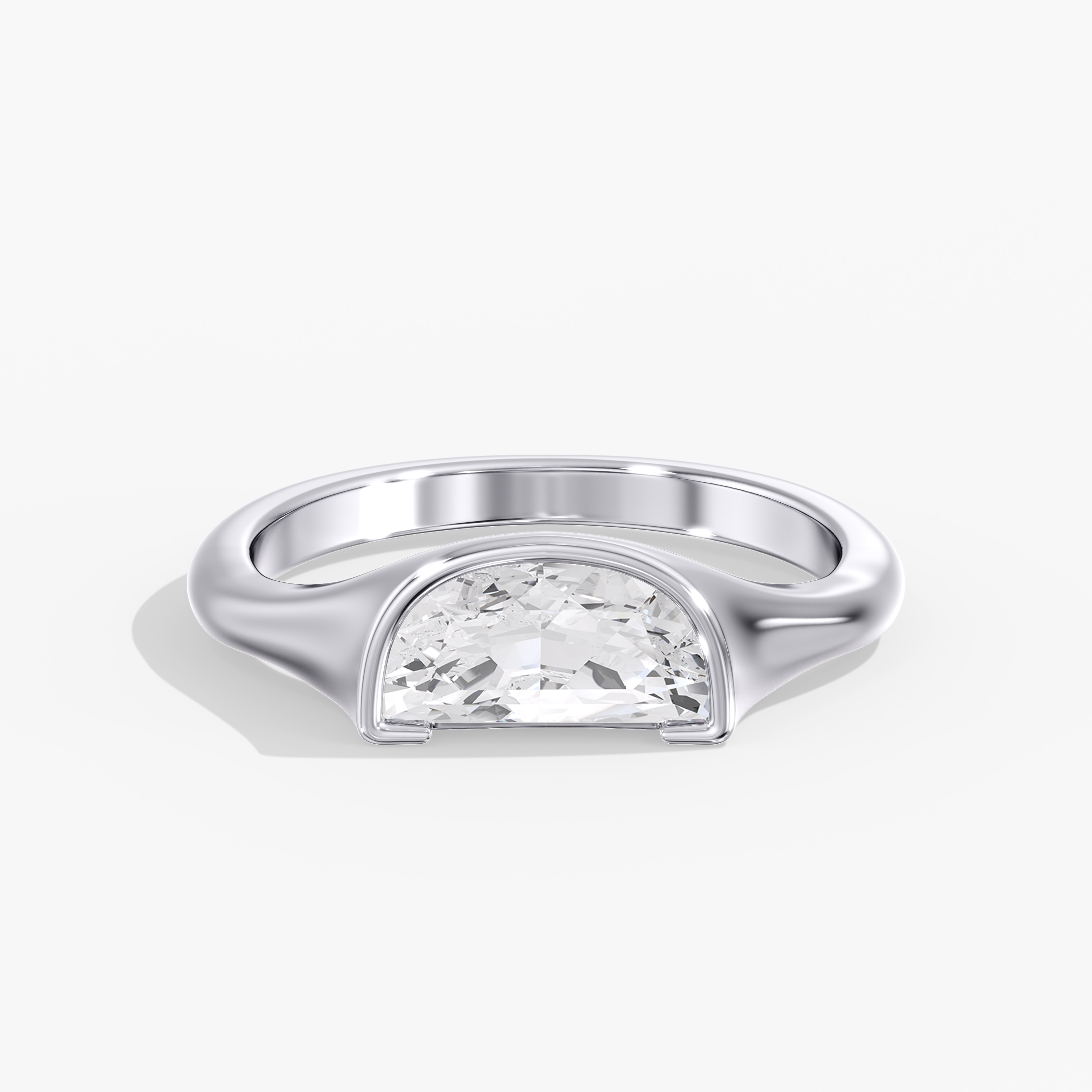 Lab Diamond Half Moon Half Bezel Ring 1 Ctw.