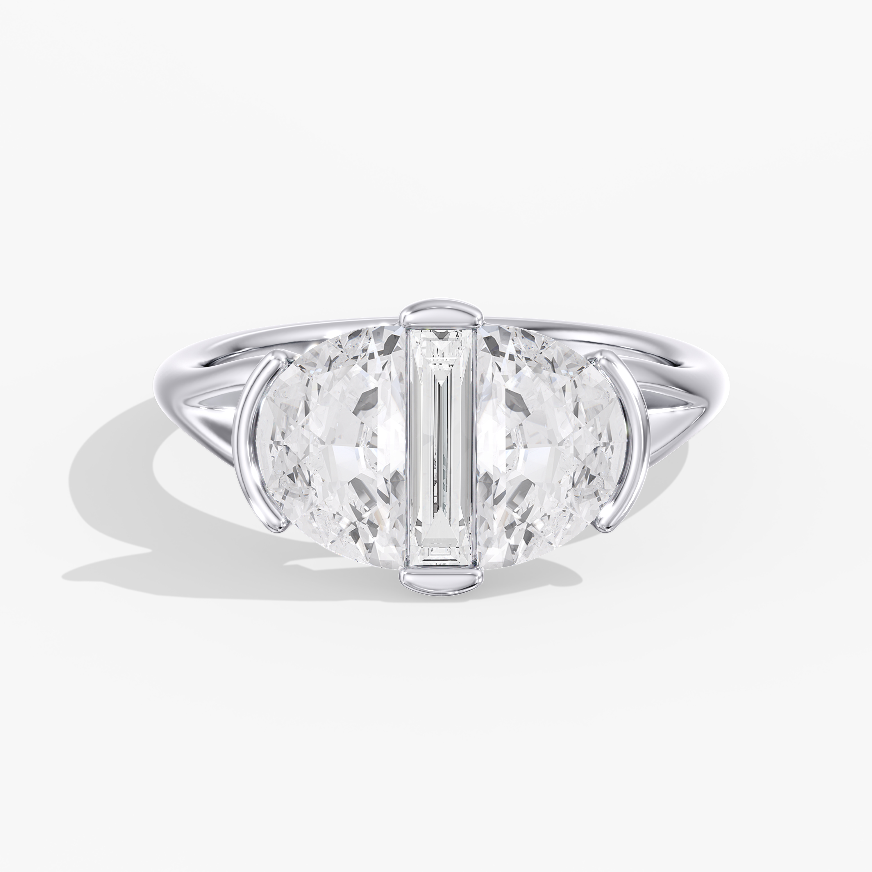 Lab Diamond 3-Stone Half Moon Ring 3 Ctw.