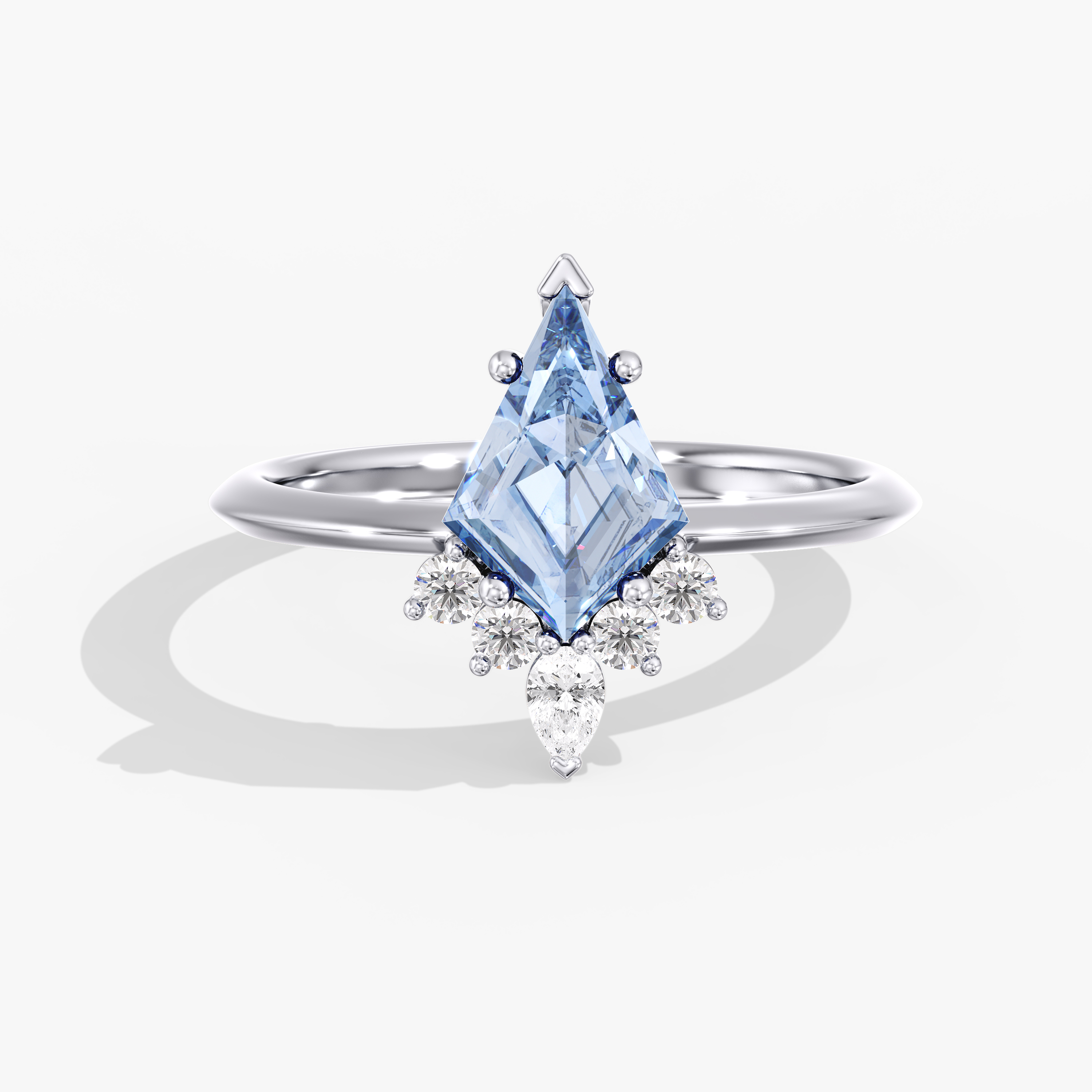 Lab Diamond Fancy Vivid Blue Kite Ring 1 1/2 Ctw.
