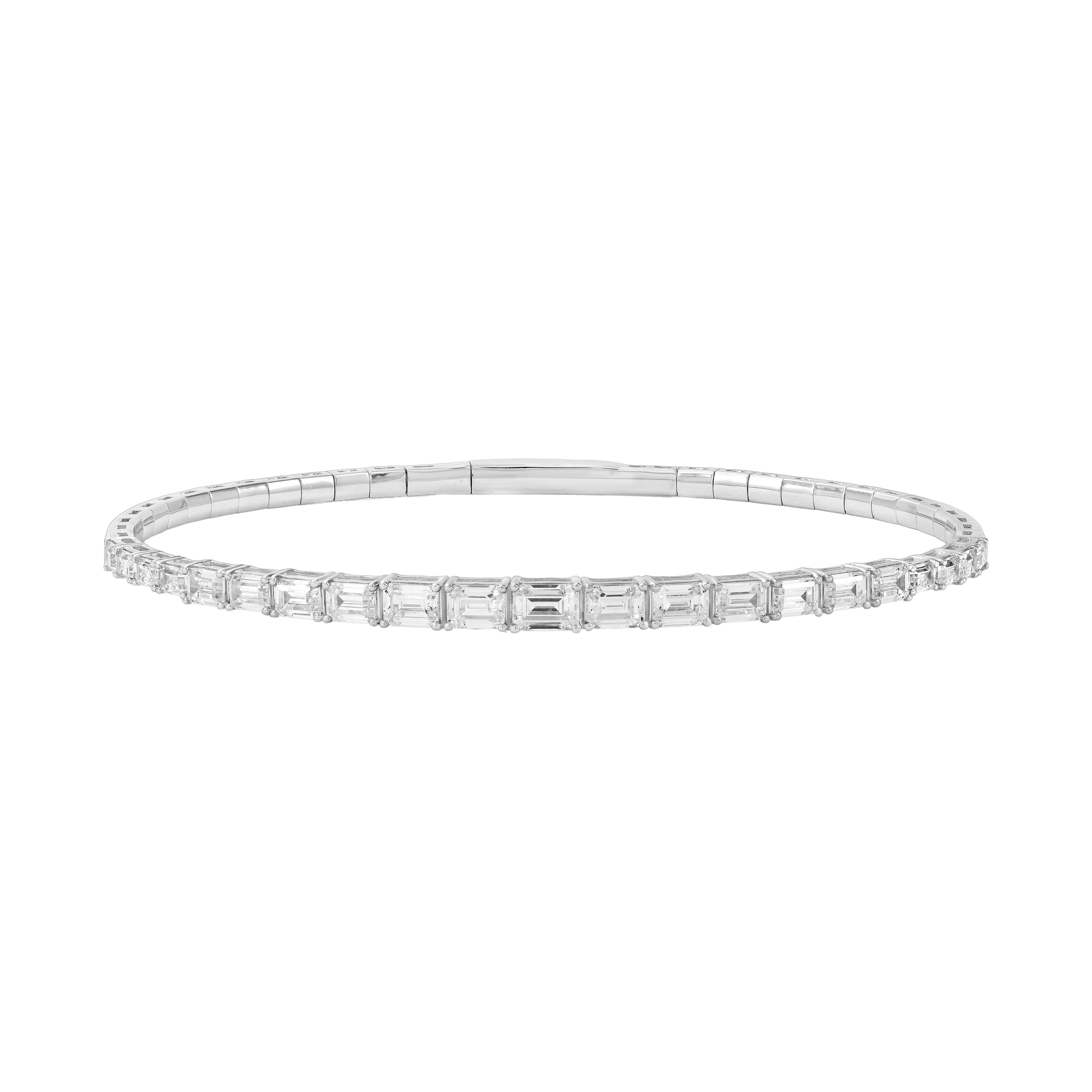 3.5 CTW Graduated Emerald Cut Lab-Grown Diamond Flexible Half Bangle