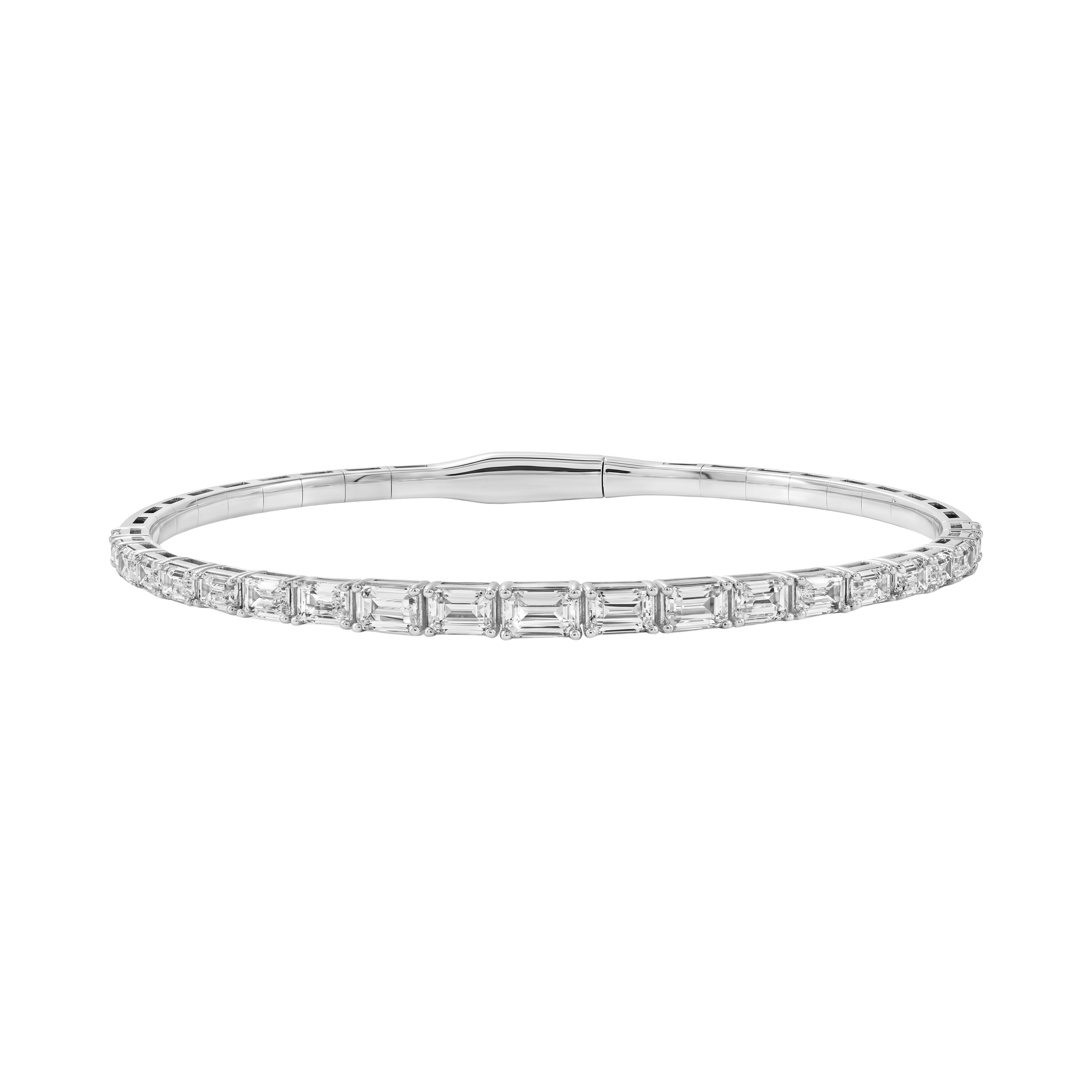 4.5 CTW Graduated Emerald Cut Lab-Grown Diamond Flexible Half Bangle