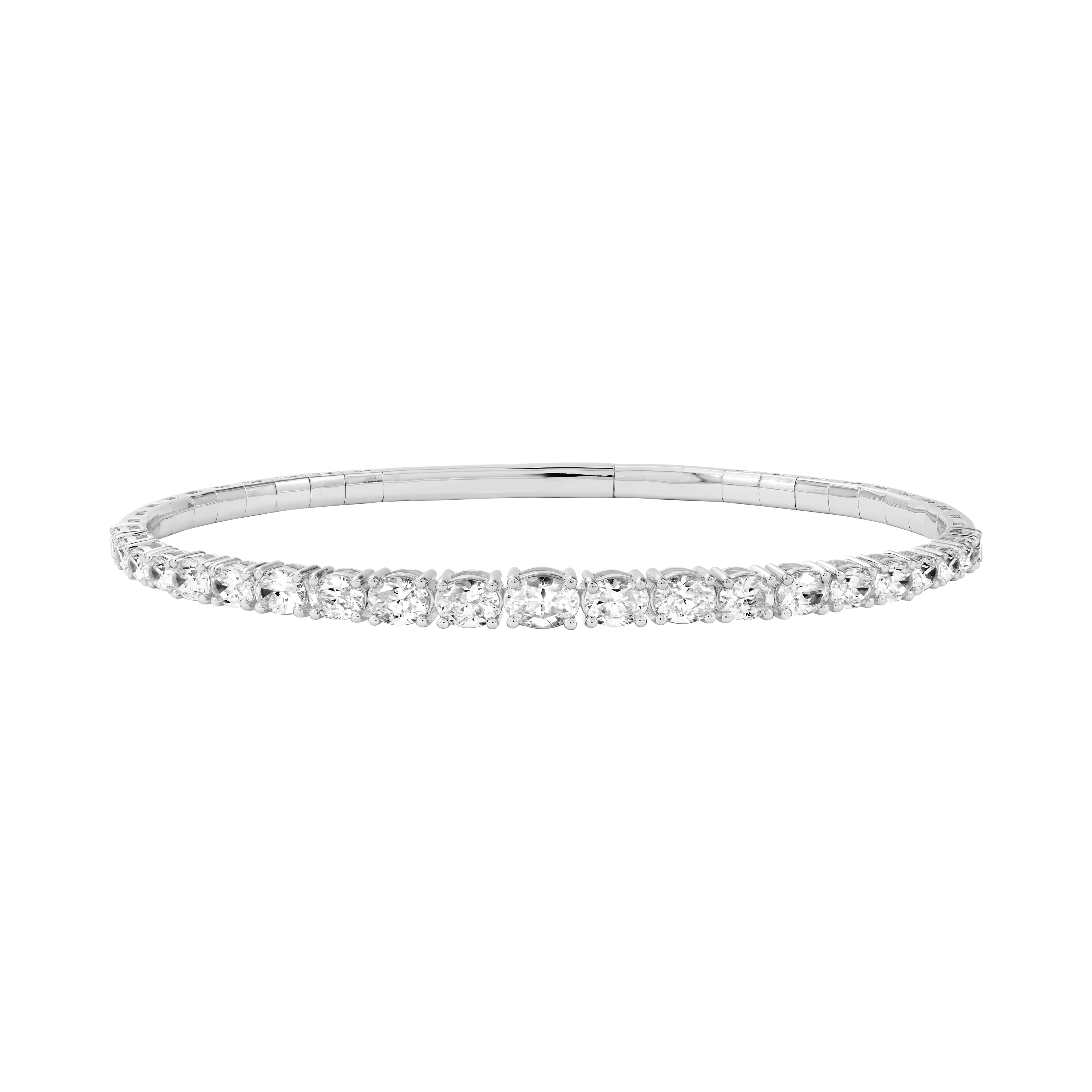 3.5 CTW Graduated Oval Lab-Grown Diamond Flexible Half Bangle