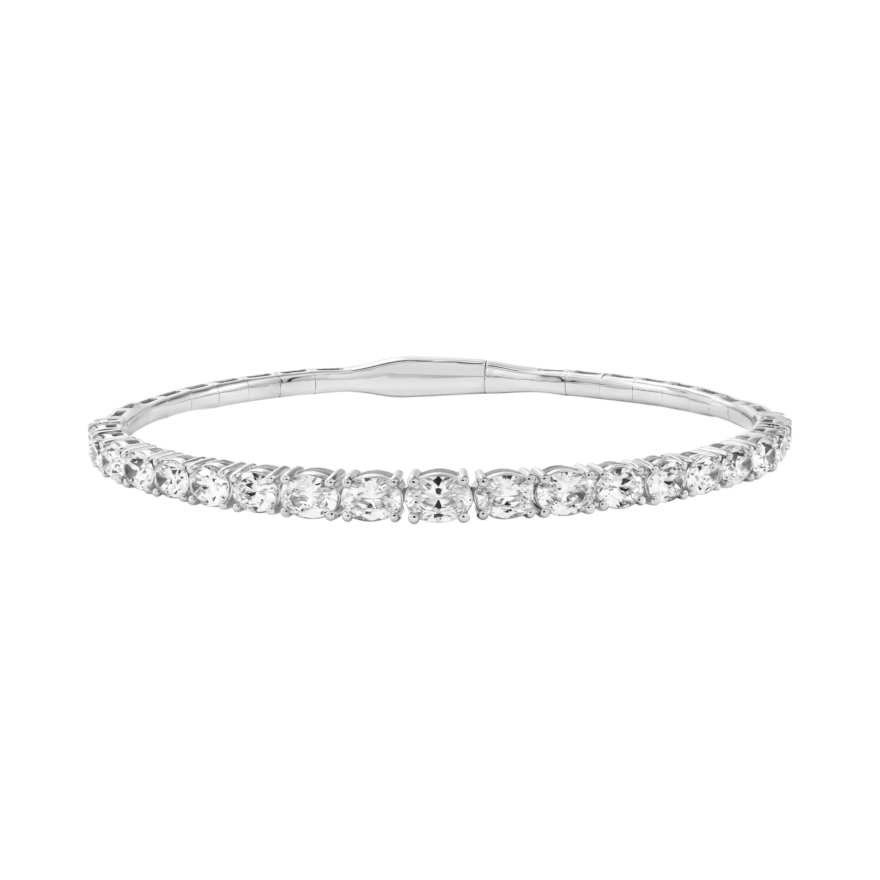 4.5 CTW Graduated Oval Lab-Grown Diamond Flexible Half Bangle