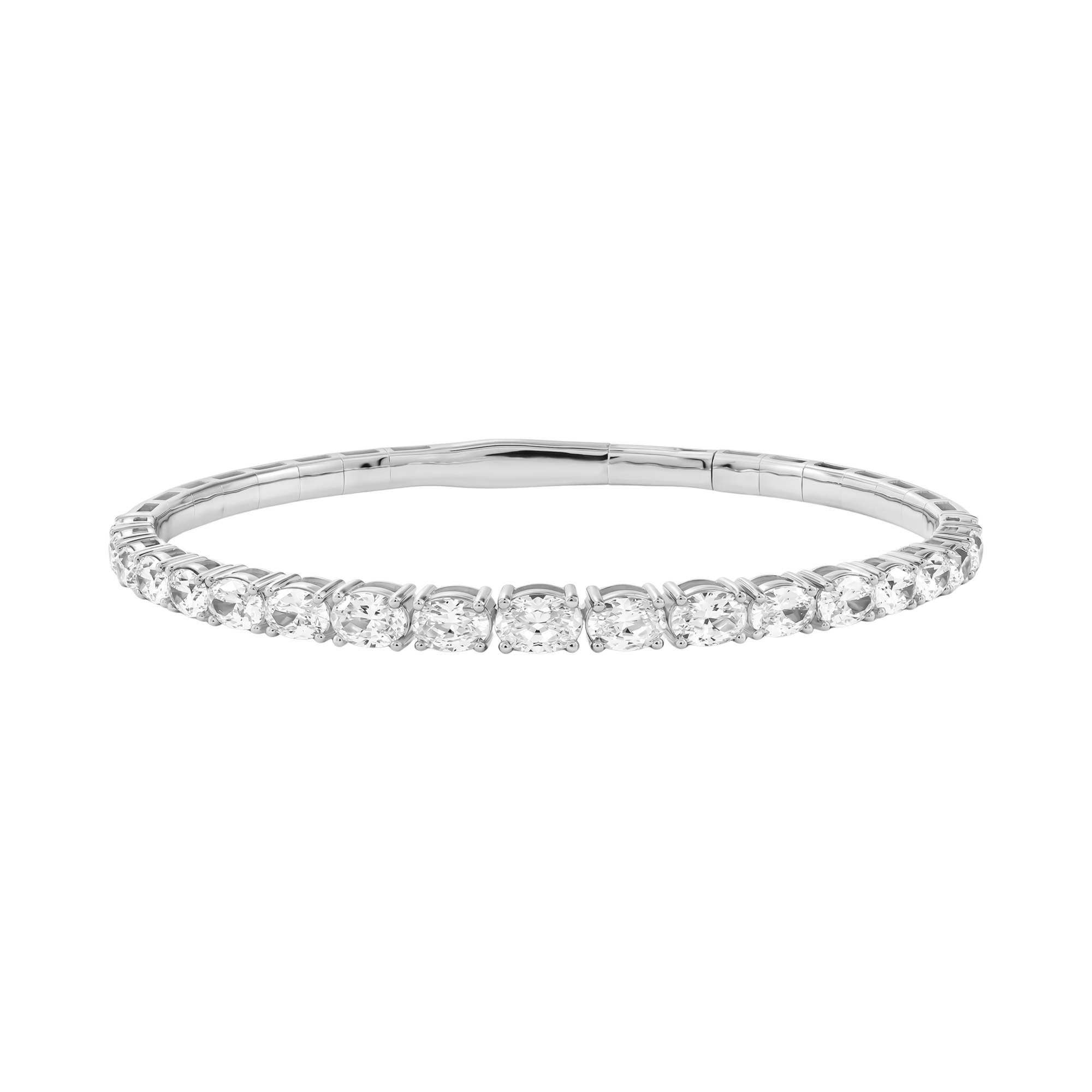 5.5 CTW Graduated Oval Lab-Grown Diamond Flexible Half Bangle