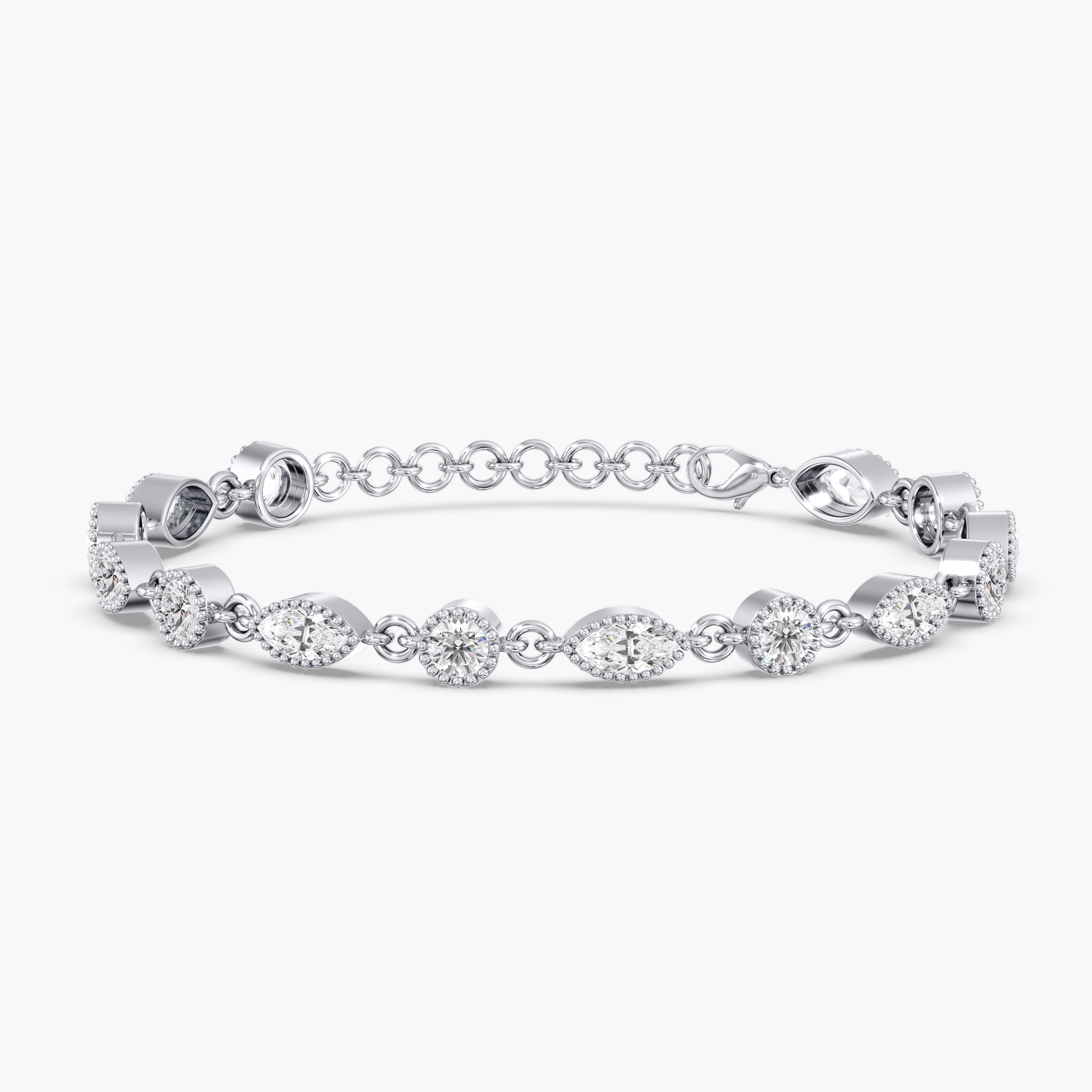 Lab Diamond Round & Marquise Stationary Bracelet 3 3/4 Ctw.