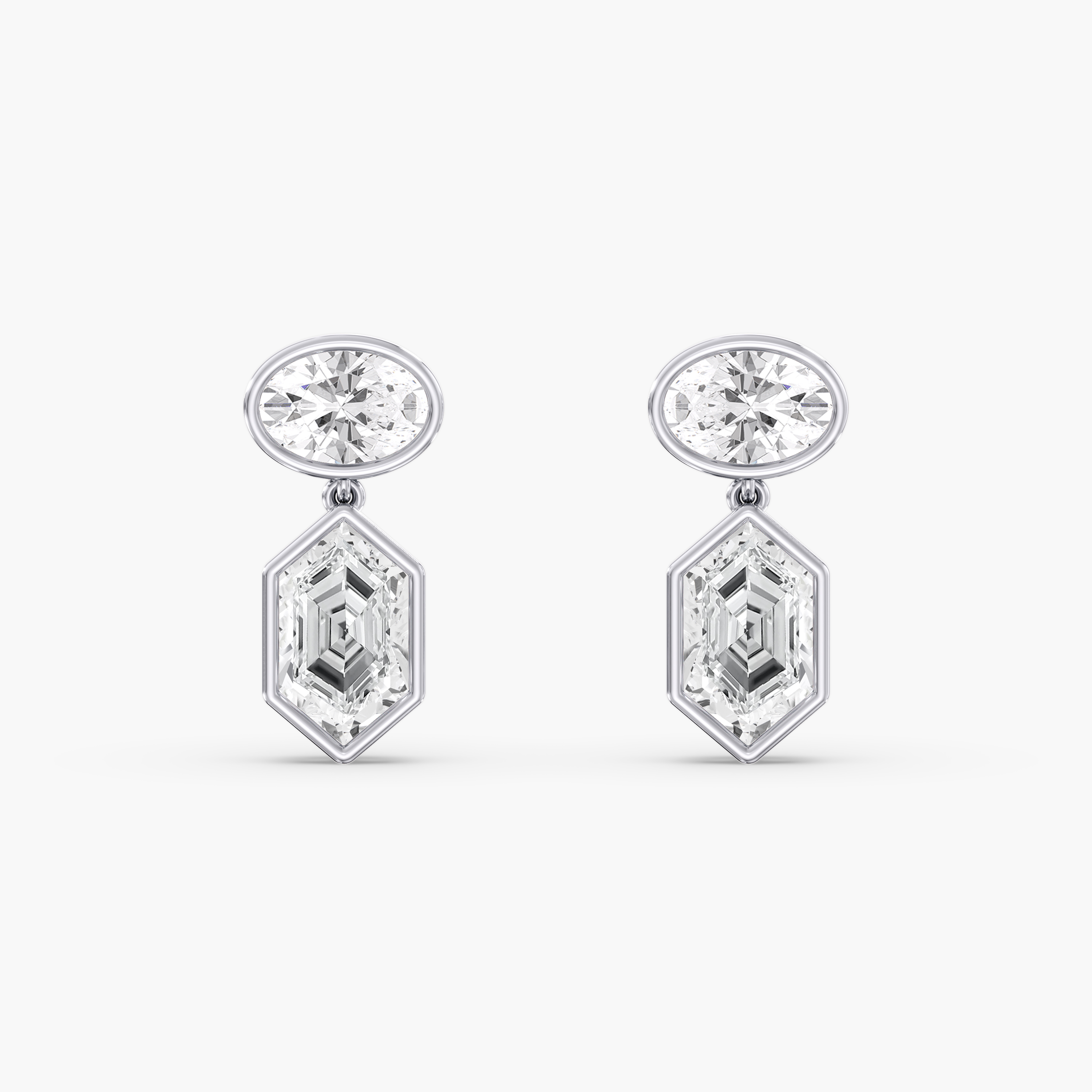 Lab Diamond Oval And Dutch Marquise Bezel Earrings 6 Ctw.