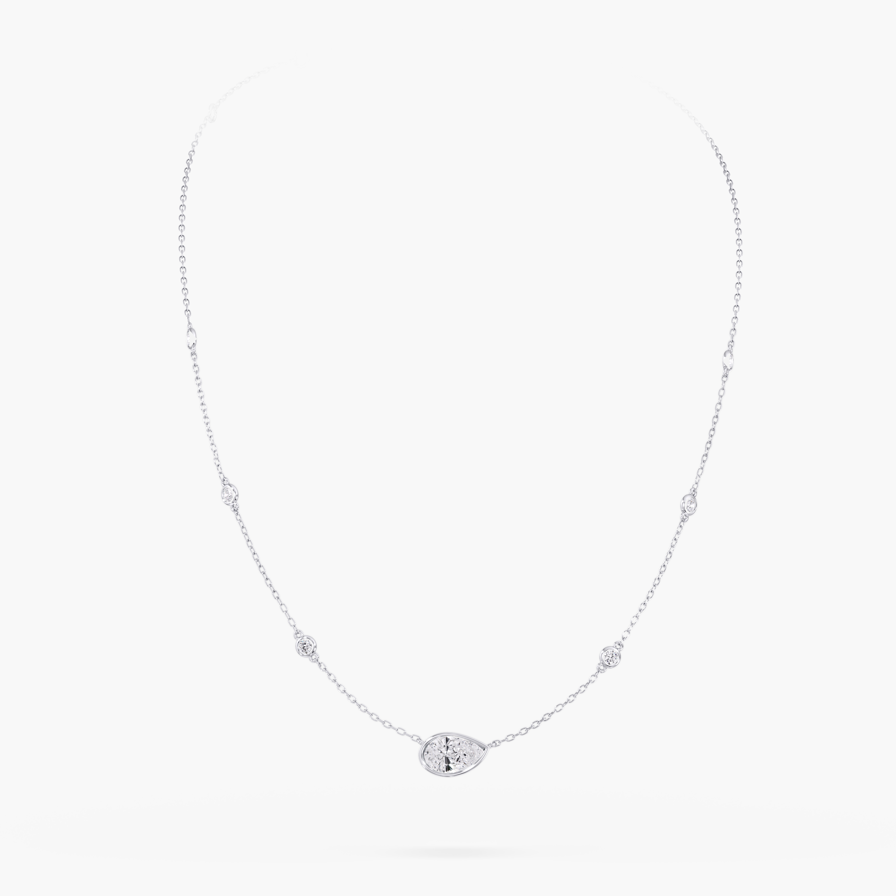 Lab Diamond Bezel Set Radiant Stationary Necklace 2 Ctw.