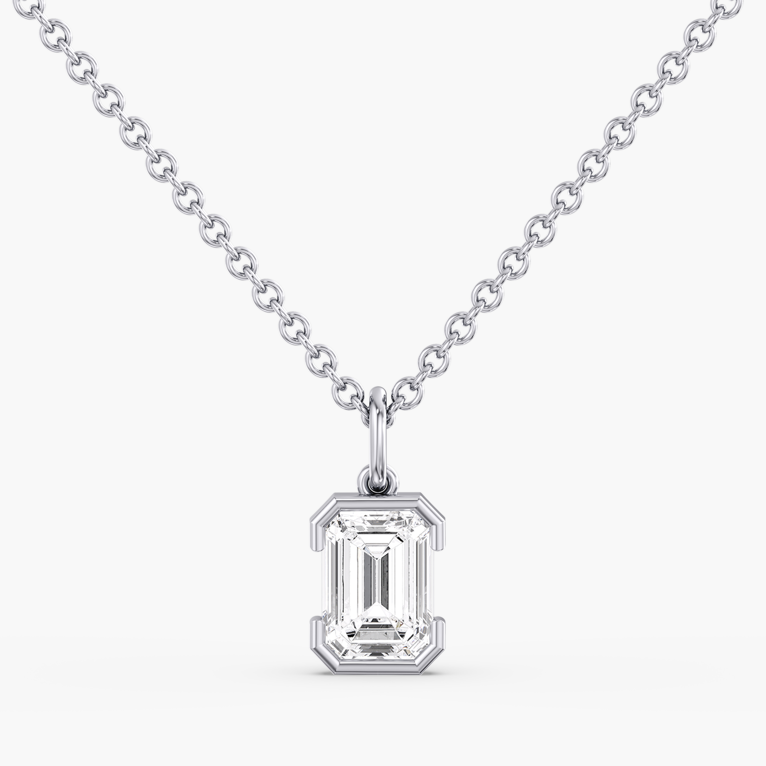 Lab Diamond Emerald Cut Half Bezel Pendant 2 Ctw.