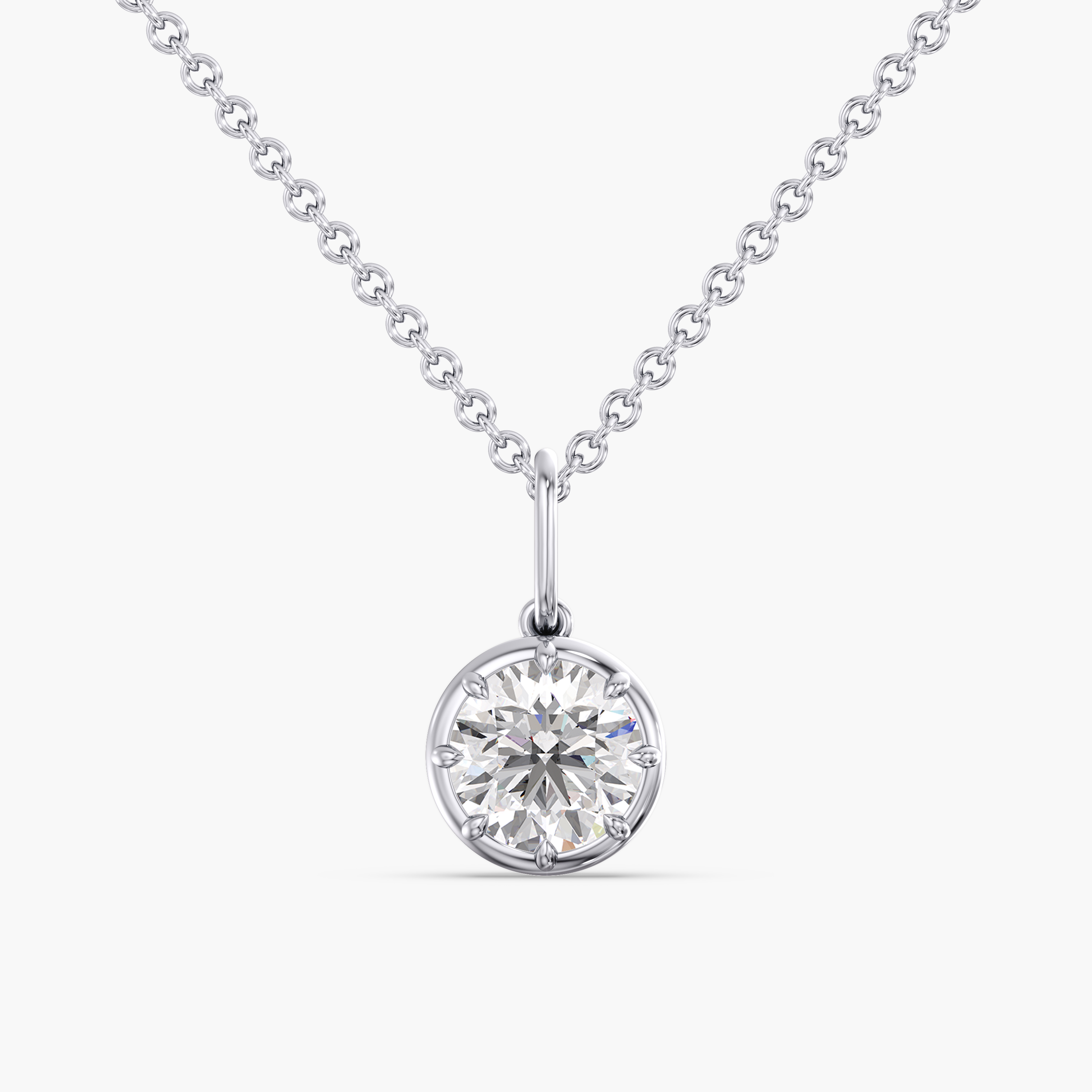 Lab Diamond Round 8-Prong Pendant 2 Ct.