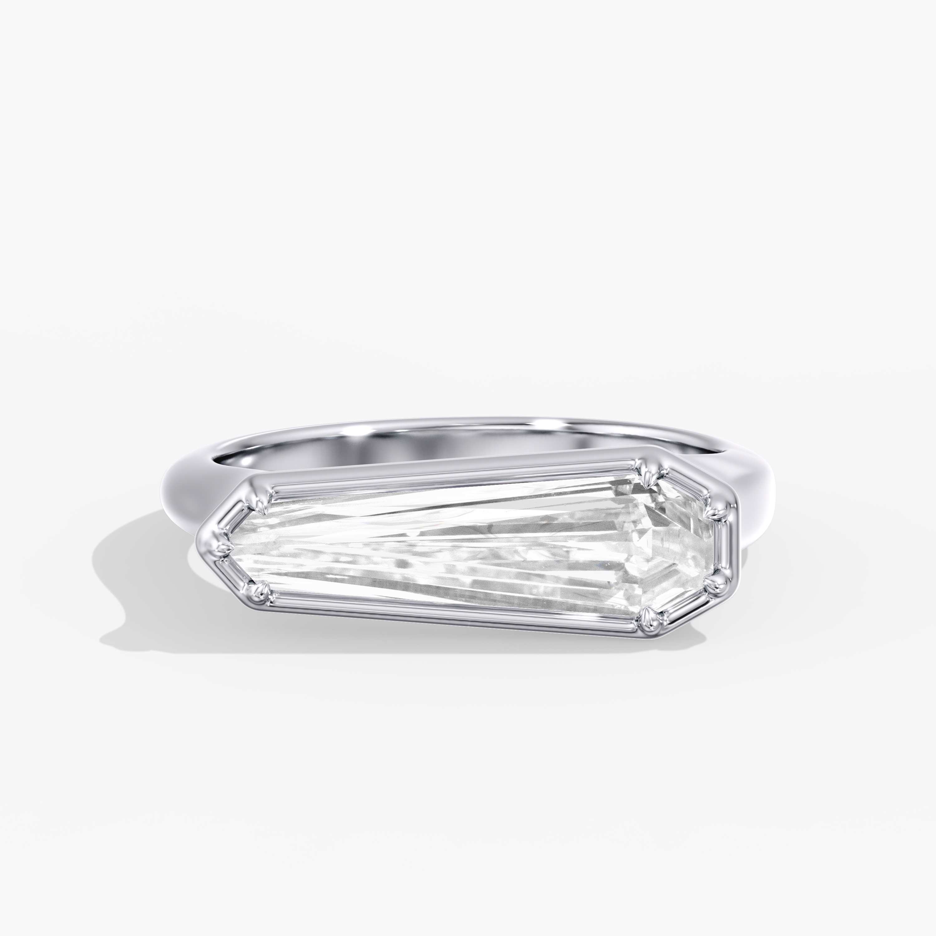 Lab Diamond Elongated Shield Ring 2 Ct.