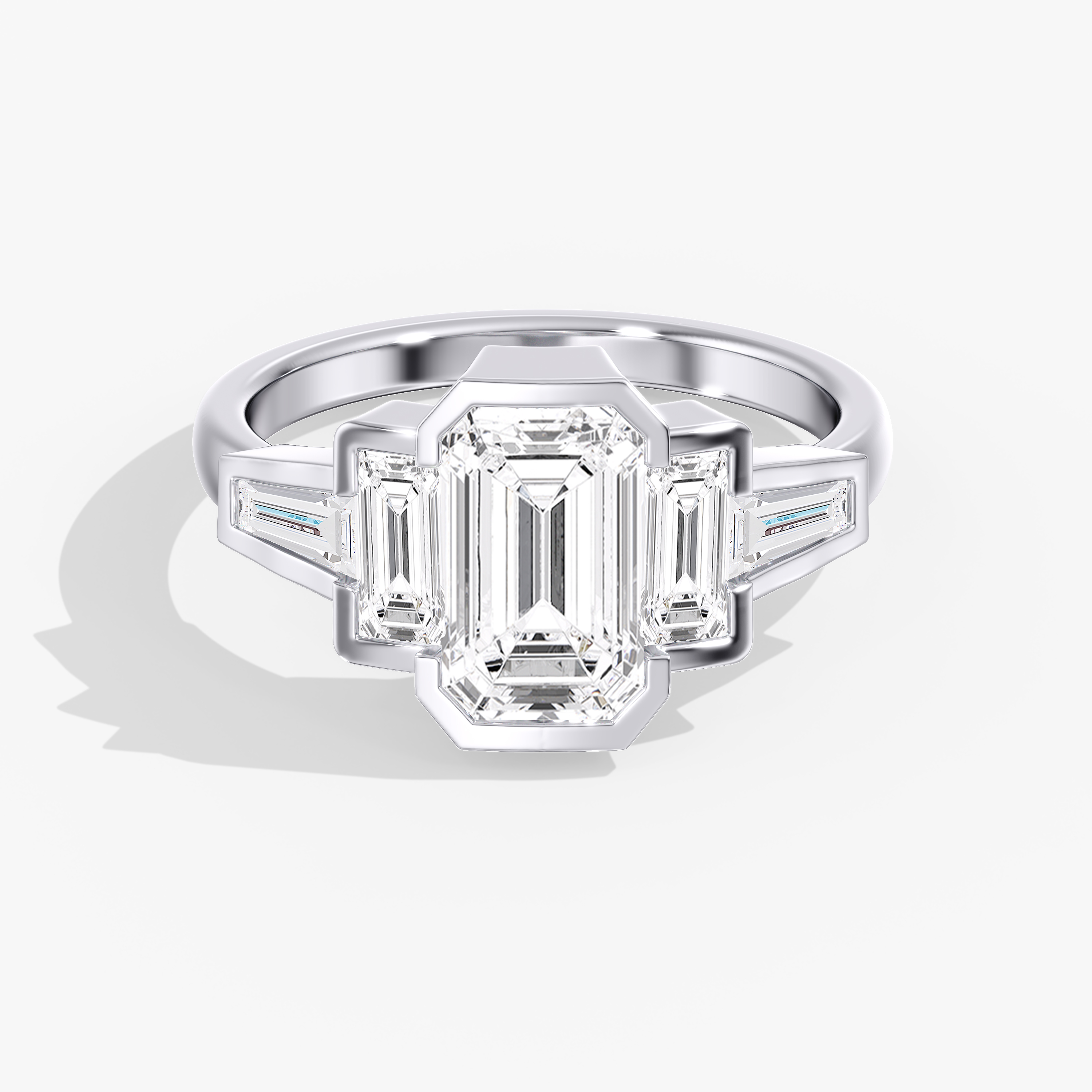 Lab Diamond Emerald Cut 3-Stone Ring 3 1/2 Ctw.